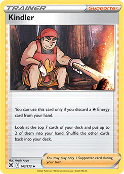 Uncommon Pokémon card Kindler 143/172 from Brilliant Stars expansion