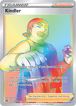 Rainbow Trainer Pokémon card Kindler 179/172 from Brilliant Stars expansion