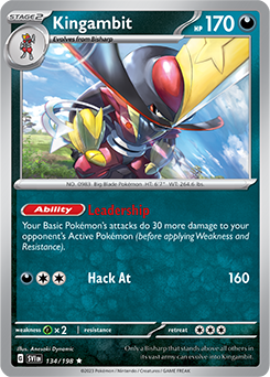 Rare Pokémon card Kingambit 134/198 from Scarlet & Violet expansion