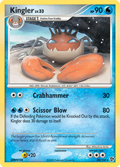 Kingler 20/106 Pokémon card from Great Encounters for sale at best price