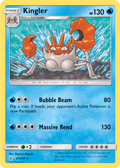 Kingler 47/214 Pokémon card from Unbroken Bonds for sale at best price