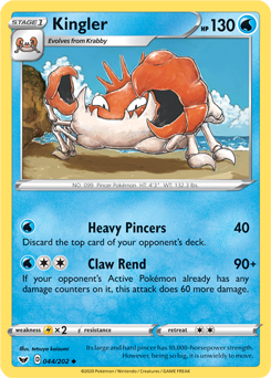 Kingler 44/202 Pokémon card from Sword & Shield for sale at best price