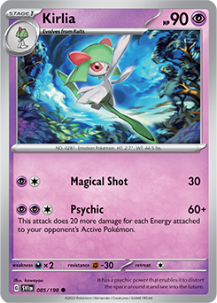 Common Pokémon card Kirlia 085/198 from Scarlet & Violet expansion