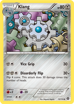 Uncommon Pokémon card Klang 72/114 from Steam Siege expansion