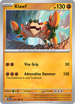 Rare Pokémon card Klawf 122/198 from Scarlet & Violet expansion