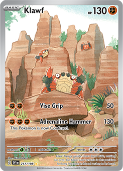 Illustration rare Pokémon card Klawf 217/198 from Scarlet & Violet expansion
