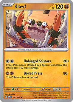 Klawf 105/182 Pokémon card from Paradox Rift for sale at best price