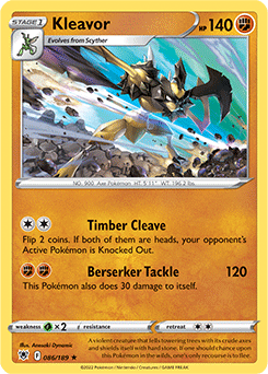Rare Holo Pokémon card Kleavor 086/189 from Astral Radiance expansion