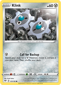 Common Pokémon card Klink 125/189 from Darkness Ablaze expansion