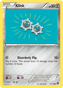 Common Pokémon card Klink 71/114 from Steam Siege expansion