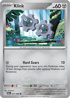 Common Pokémon card Klink 61/86 from Black Bolt expansion