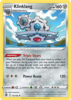 Rare Pokémon card Klinklang 125/195 from Silver Tempest expansion