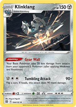 Rare Pokémon card Klinklang 104/172 from Brilliant Stars expansion