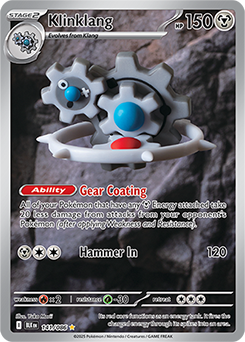 Illustration rare Pokémon card Klinklang 141/86 from Black Bolt expansion