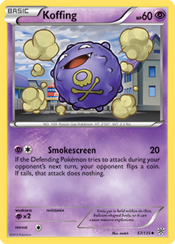Uncommon Pokémon card Koffing 57/135 from Plasma Storm expansion