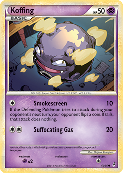 Common Pokémon card Koffing 60/95 from Call of Legends expansion