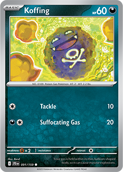 Common Pokémon card Koffing 91/159 from Journey Together expansion