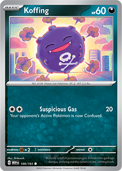 Common Pokémon card Koffing 109/165 from 151 expansion