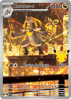 Illustration rare Pokémon card Kommo-o 143/128 from 30th Celebration expansion