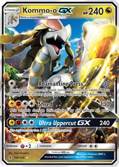 Kommo-o GX 100/145 Pokémon card from Guardians Rising for sale at best price