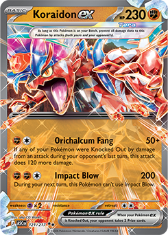 Double rare Pokémon card Koraidon ex 121/217 from Ascended Heroes expansion