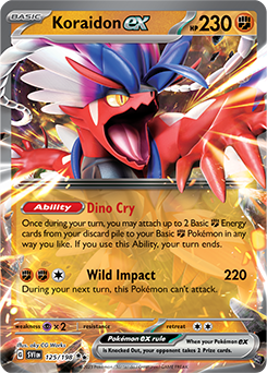 Double rare Pokémon card Koraidon ex 125/198 from Scarlet & Violet expansion