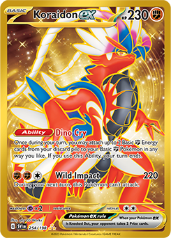 Hyper rare Pokémon card Koraidon ex 254/198 from Scarlet & Violet expansion