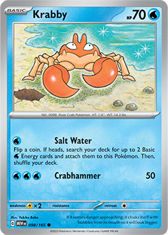 Common Pokémon card Krabby 98/165 from 151 expansion
