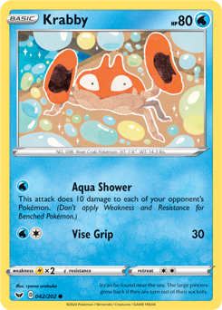 Common Pokémon card Krabby 42/202 from Sword & Shield expansion
