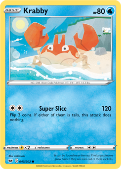 Common Pokémon card Krabby 43/202 from Sword & Shield expansion