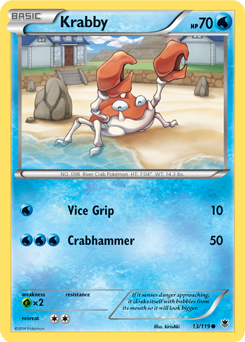 Common Pokémon card Krabby 13/119 from Phantom Forces expansion
