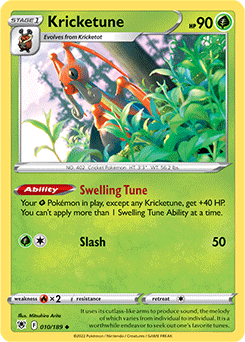 Uncommon Pokémon card Kricketune 010/189 from Astral Radiance expansion