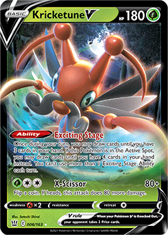 Kricketune V 6/163 Pokémon card from Battle Styles for sale at best price