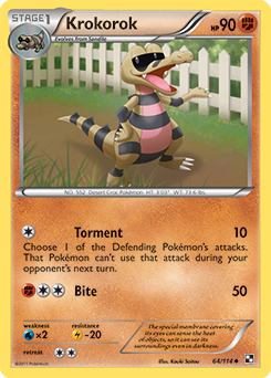 Uncommon Pokémon card Krokorok 64/114 from Black & White expansion