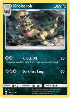 Krokorok 84/149 Pokémon card from Sun & Moon for sale at best price