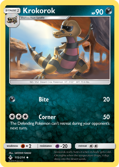 Uncommon Pokémon card Krokorok 115/214 from Unbroken Bonds expansion