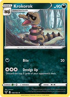 Uncommon Pokémon card Krokorok 108/185 from Vivid Voltage expansion