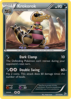 Uncommon Pokémon card Krokorok 57/106 from Flashfire expansion