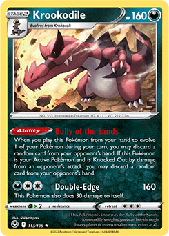 Rare Holo Pokémon card Krookodile 113/195 from Silver Tempest expansion