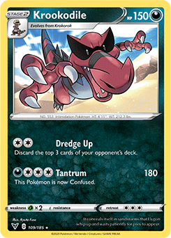 Rare Pokémon card Krookodile 109/185 from Vivid Voltage expansion