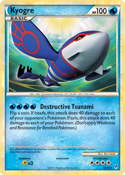 Rare holo Pokémon card Kyogre 12/95 from Call of Legends expansion