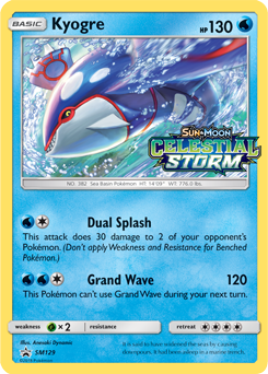 Promo Pokémon card Kyogre SM129 from Sun and Moon Promos expansion