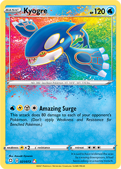 Amazing Rare Pokémon card Kyogre 021/072 from Shining Fates expansion