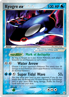 Pokémon ex Pokémon card Kyogre EX 94/101 from Ex Hidden Legends expansion