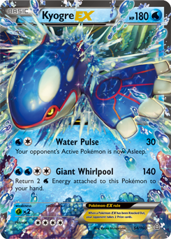 Pokémon EX Pokémon card Kyogre EX 54/160 from Primal Clash expansion