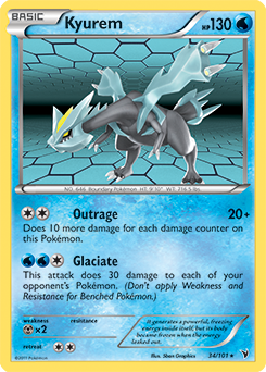 Rare holo Pokémon card Kyurem 34/101 from Noble Victories expansion