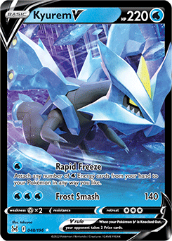 Ultra rare V Pokémon card Kyurem V 048/196 from Lost Origin expansion