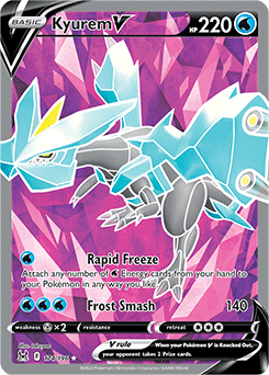 Full Art V Pokémon card Kyurem V 174/196 from Lost Origin expansion