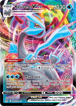 Ultra rare VMAX Pokémon card Kyurem VMAX 049/196 from Lost Origin expansion