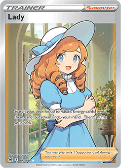 Full Art Trainer Pokémon card Lady 193/196 from Lost Origin expansion